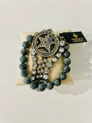 French Kande - Meteor 3 Strand Crystal Laguna Jasper Bracelet
