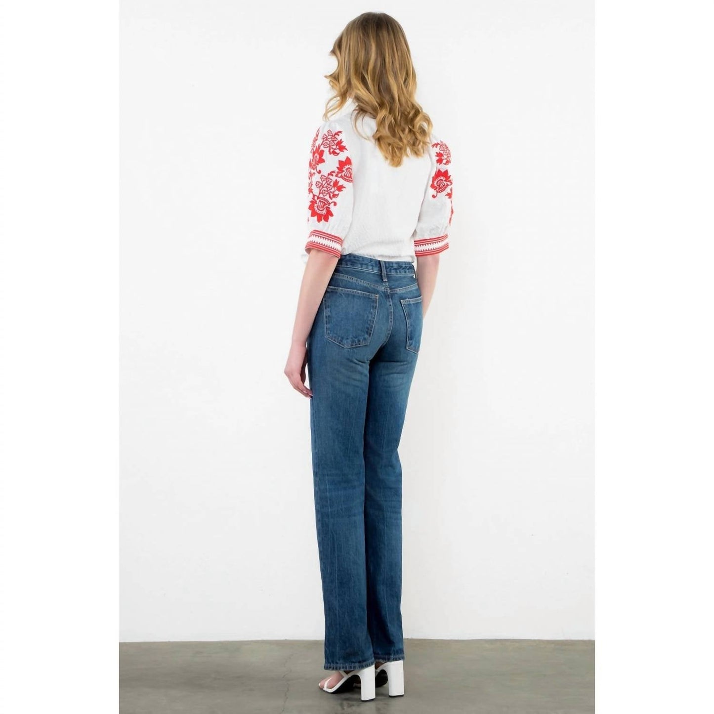 Thml - Embroidered Puff Sleeve Textured Top