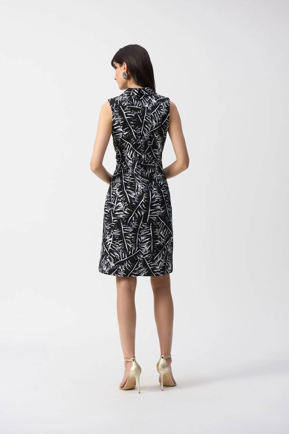 Joseph Ribkoff - Leaf Print Sleeveless A-line Dress