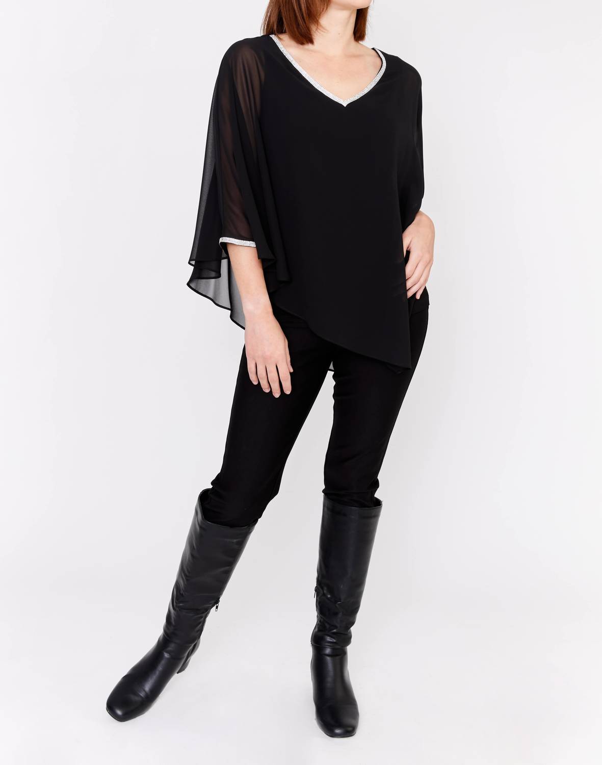 Frank Lyman - Embellished V-neck Woven Top