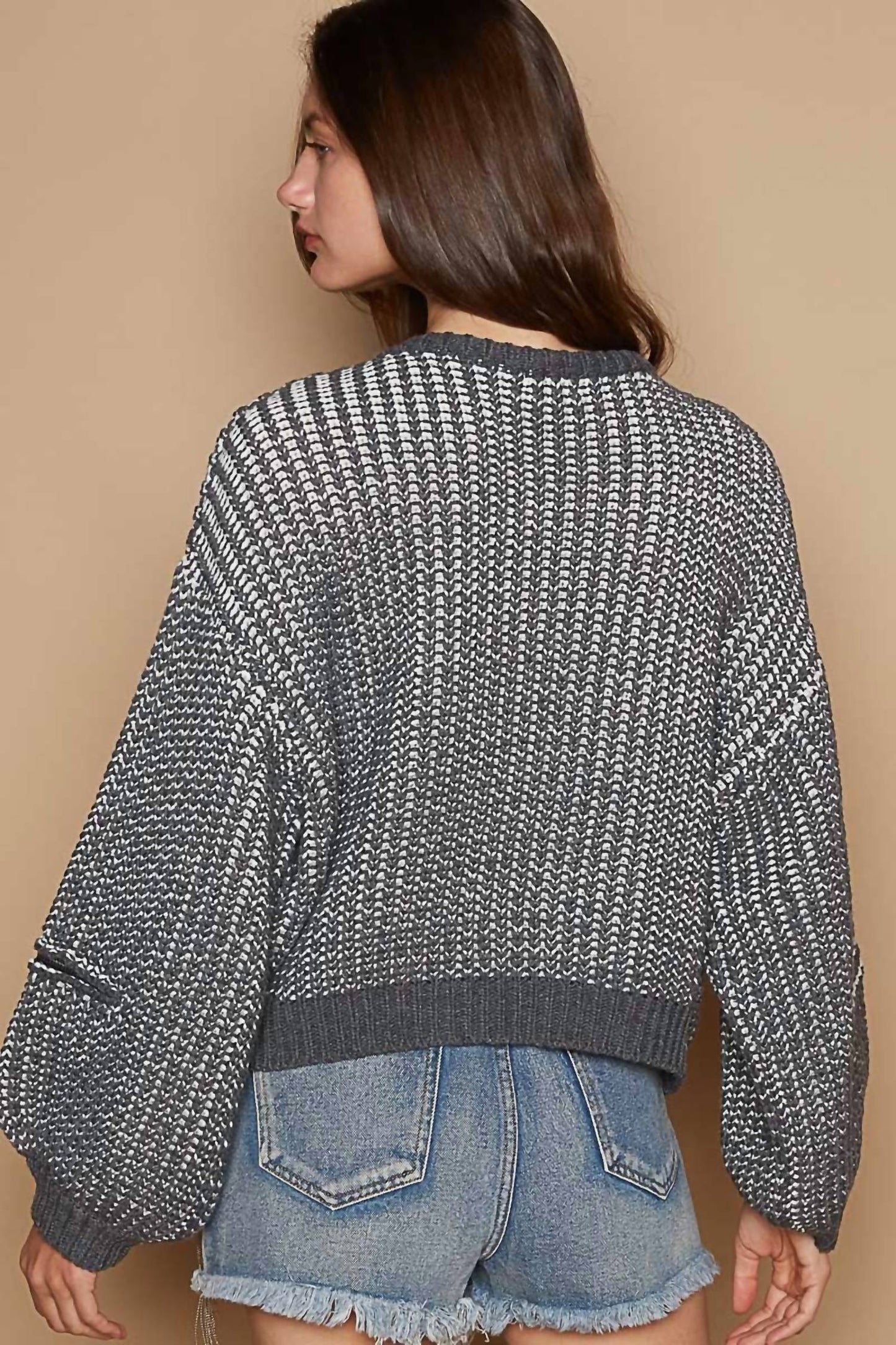 Pol - HEART PATCH SWEATER