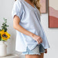 7Th Ray - Gingham V-neck Short Sleeve Blouse