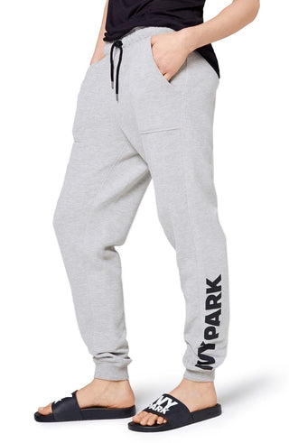 Calça jogger feminina com logo Ivy Park e perna justa, tamanho X-S, cinza