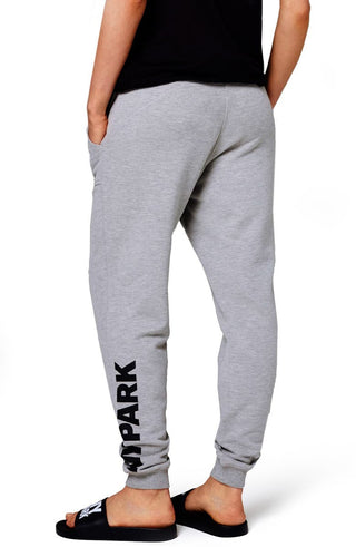 Calça jogger feminina com logo Ivy Park e perna justa, tamanho X-S, cinza