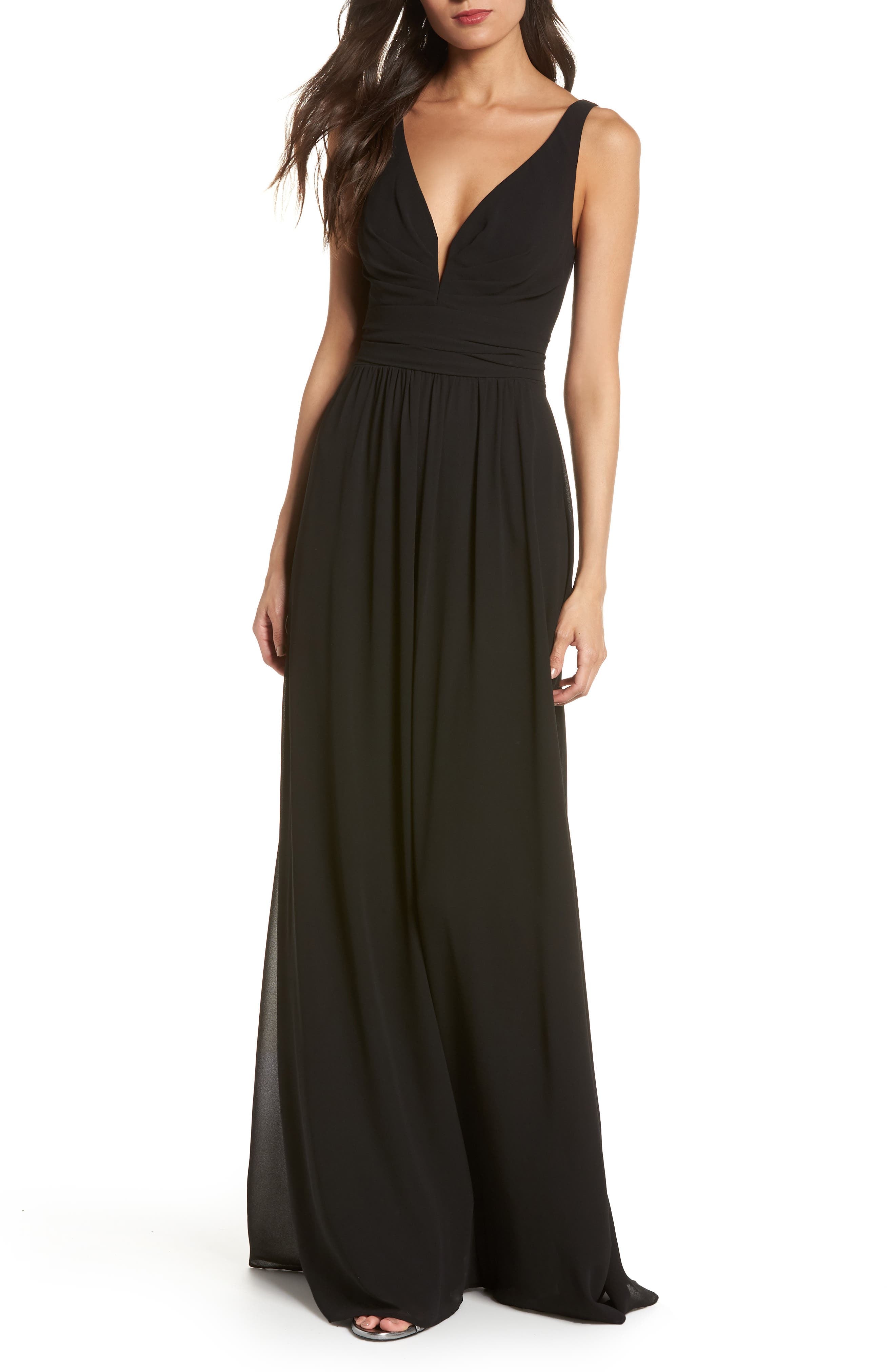 lulus-womens-v-neck-chiffon-a-line-gown-small-black