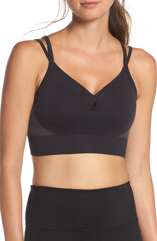 Sutiã esportivo feminino Zella Body Rhythm preto, tamanho médio