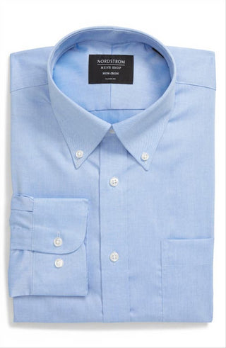 Camisa social Nordstrom Classic Fit, sem necessidade de passar, em azul azurita, tamanho 19,5 a 38