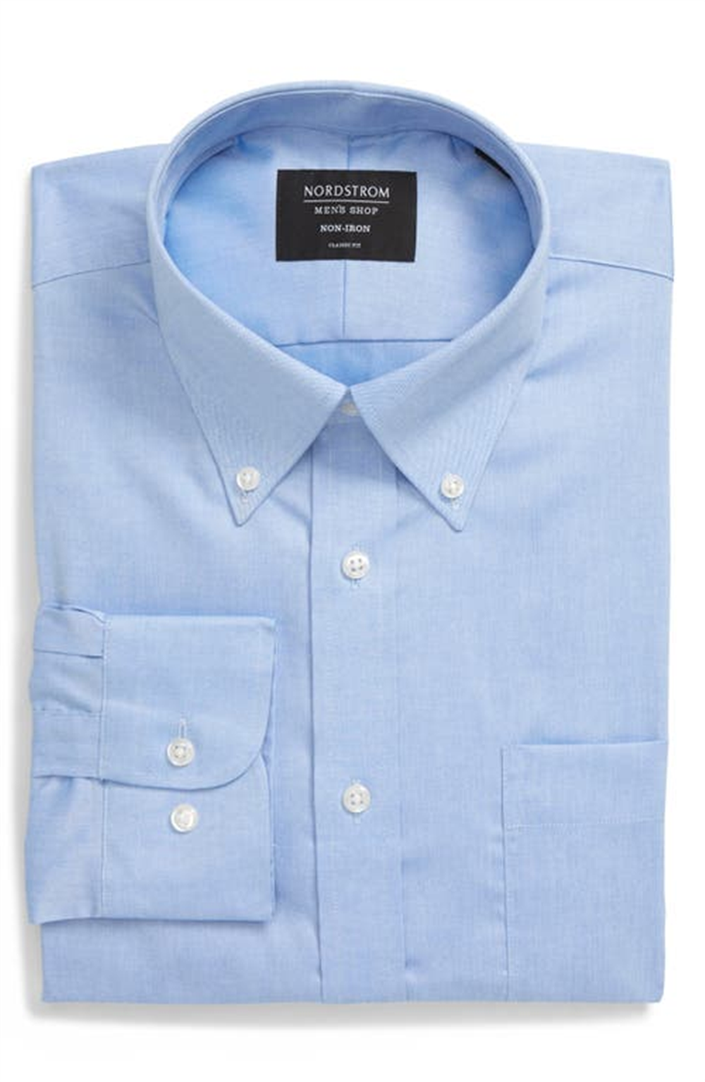 Camisa social masculina Nordstrom Classic Fit, sem necessidade de passar, em azul azurita, tamanho 20 a 38