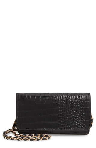 Nordstrom Sandra Leather Clutch Preto Tamanho Pequeno