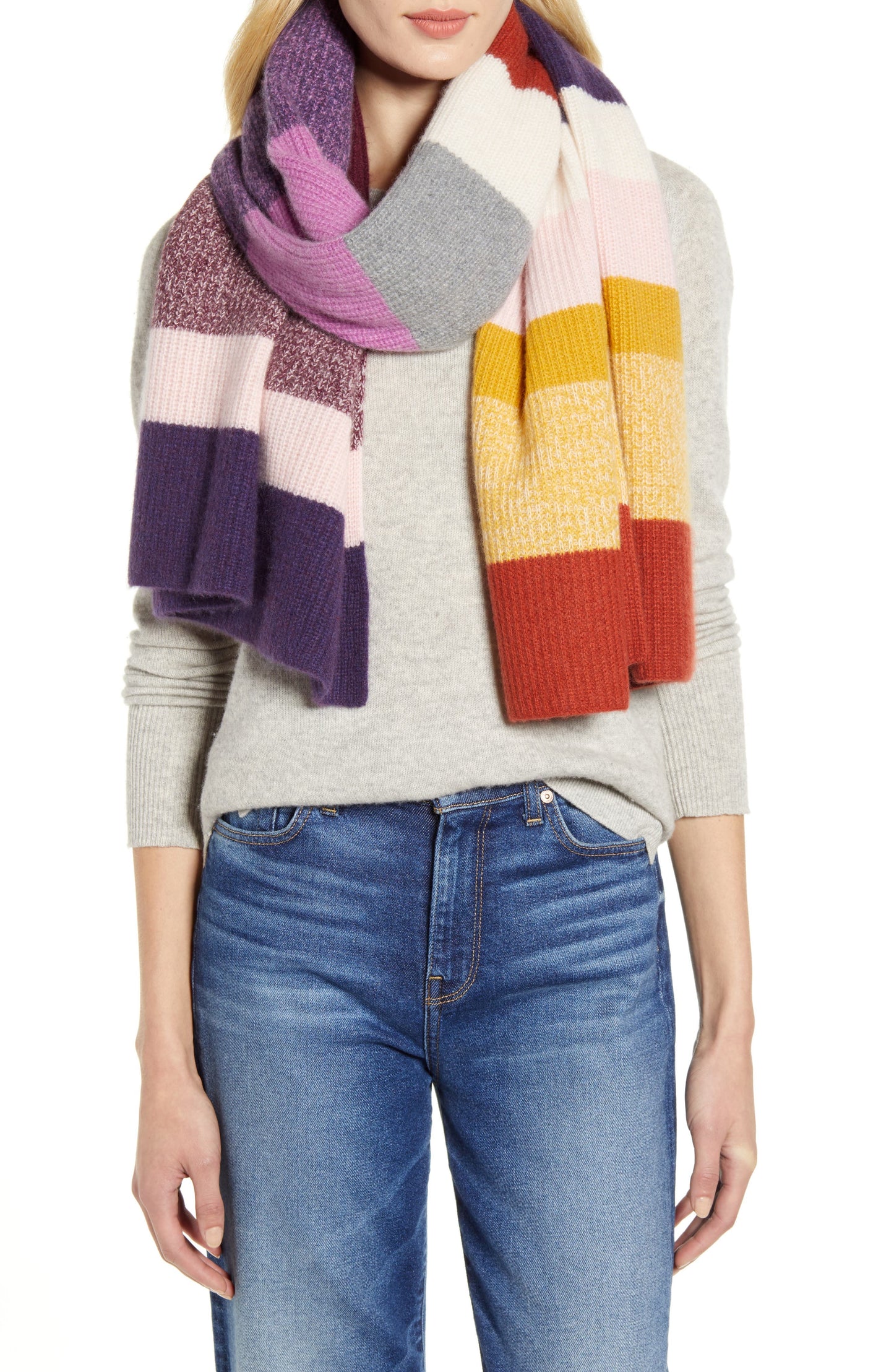 Cachecol feminino de cashmere em malha halógena tamanho único - roxo