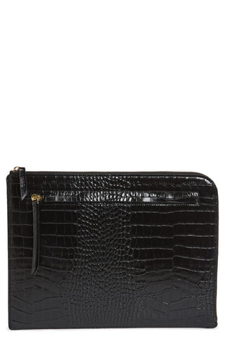 Bolsa de couro feminina Nordstrom Zip Top preta