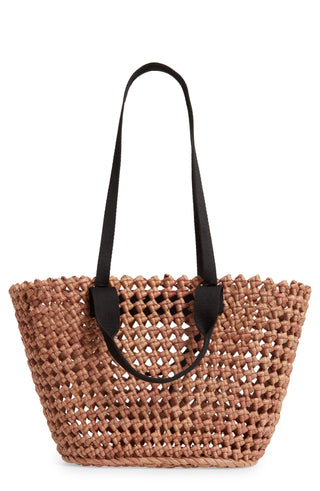 Nordstrom Open Weave Corn Husk Tote Marrom