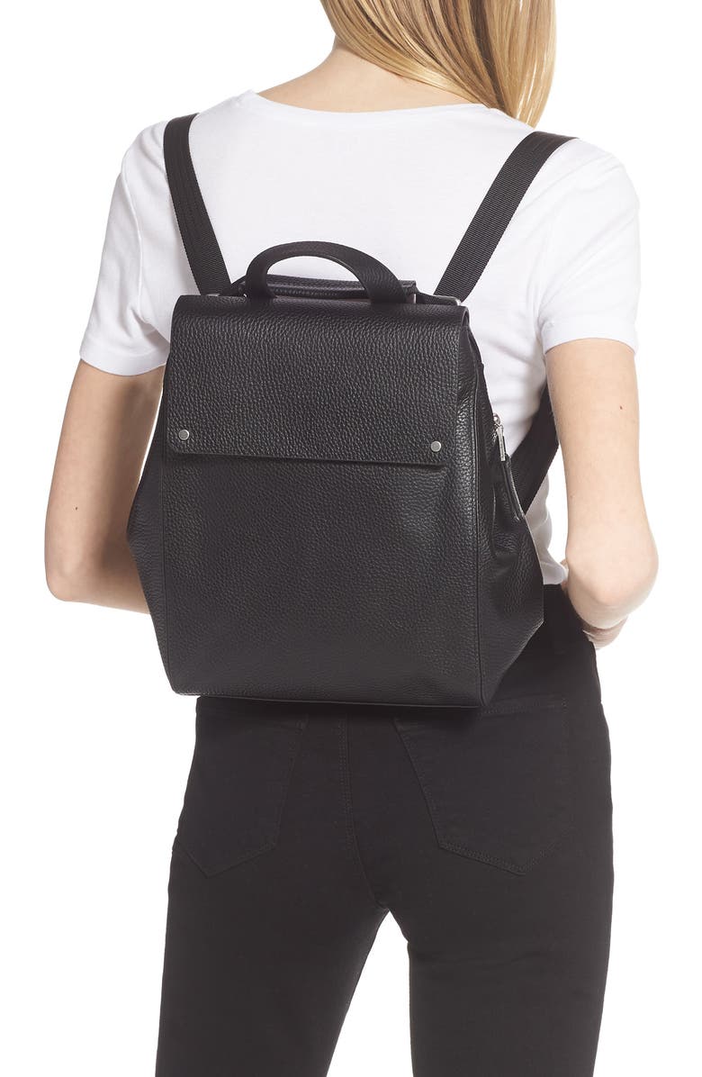 Mochila Treasure &amp; Bond Amari em couro granulado, branca