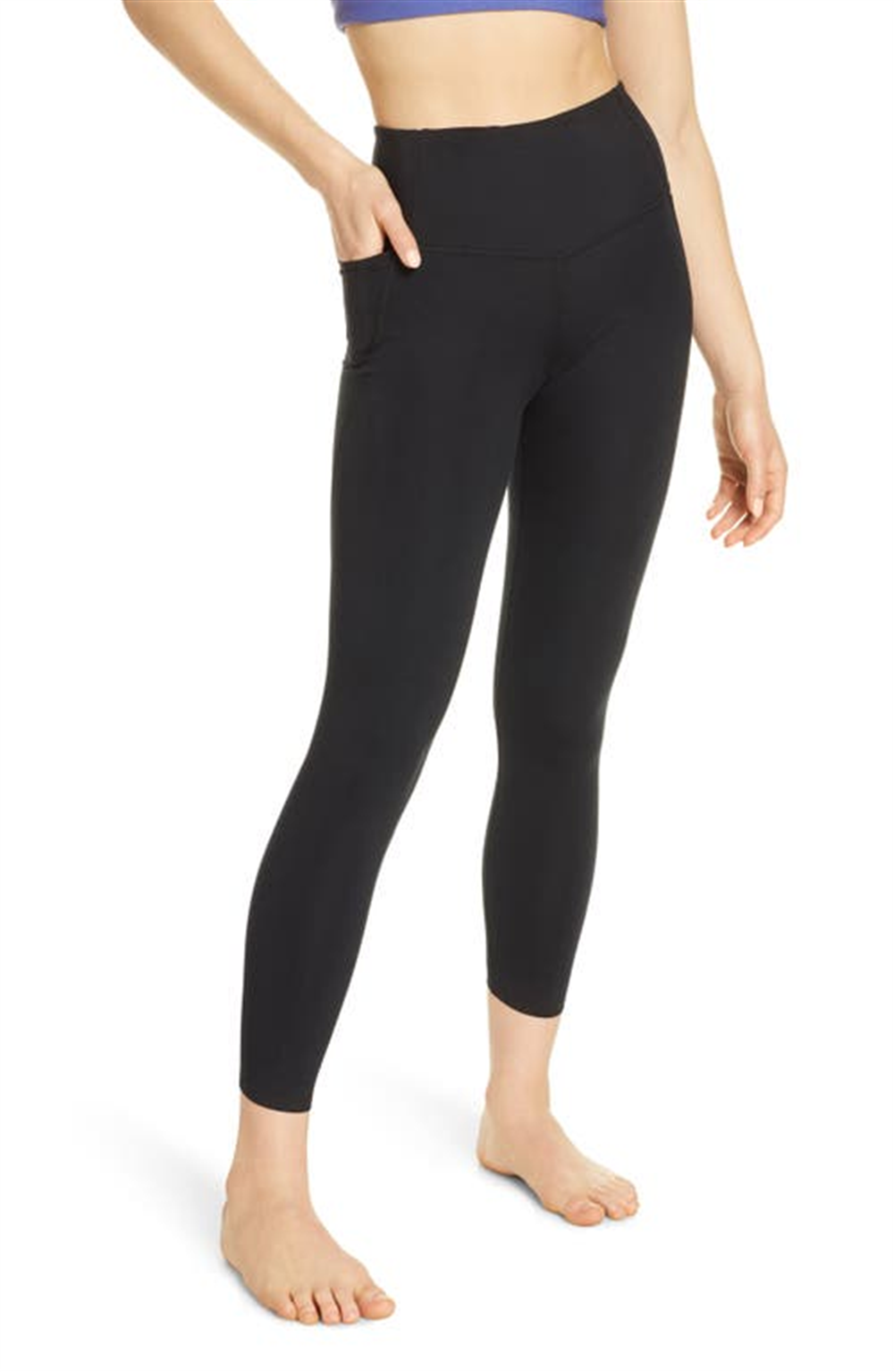 Legging Zella X-Small preta de cintura alta Studio Lite 7/8 com bolso