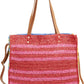 Bolsa Tote de Palha Listrada Bp. Azul