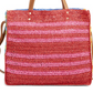 Bolsa Tote de Palha Listrada Bp. Azul