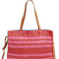 Bolsa Tote de Palha Listrada Bp. Azul