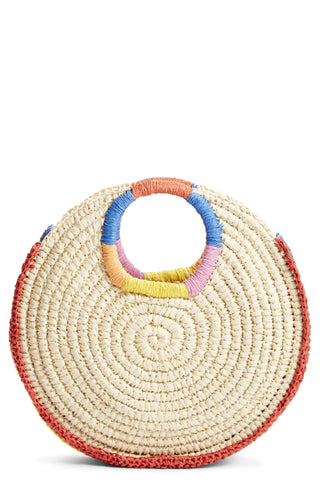 Bolsa de palha Bp. Rainbow Circle bege, tamanho médio