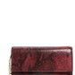 Carteira feminina Nordstrom Walla Snakeskin em couro com relevo e corrente, cor vinho