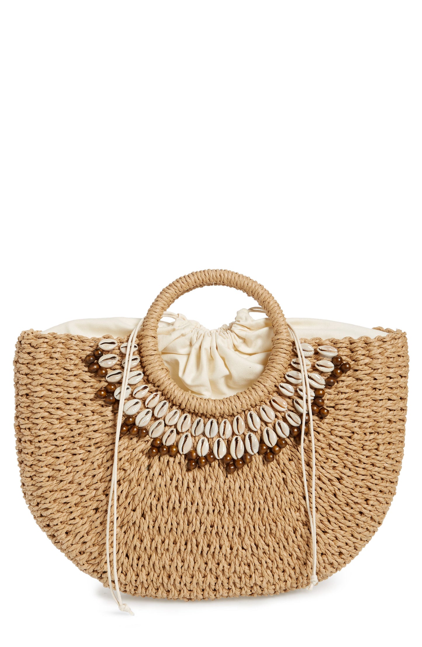 Bolsa Nordstrom Shell &amp; Bead com alça superior de palha marrom