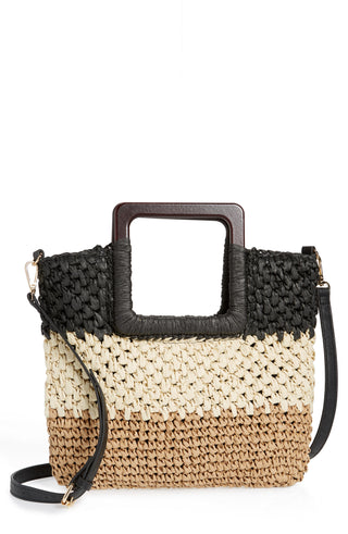 Bolsa transversal pequena de palha Nordstrom marrom