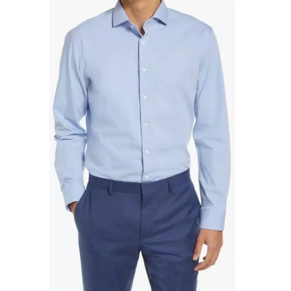Camisa social Tech-Smart azul claro masculina da Nordstrom, tamanho 17,5 a 32