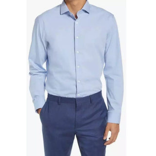 Camisa social Tech-Smart azul claro masculina da Nordstrom, tamanho 17,5 a 32