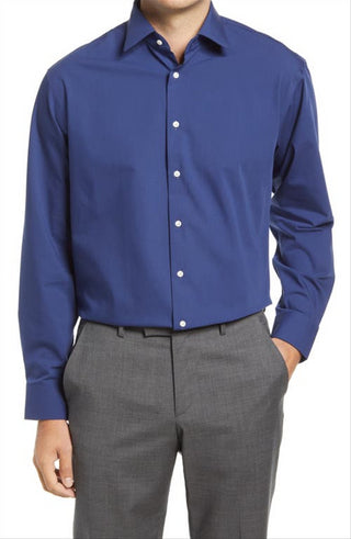 Camisa social elástica Nordstrom Tech-Smart Classic Fit, azul-marinho, tamanho 16 a 34