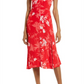 Vestido Chelsea28 com fenda floral em toile tropical chinoise vermelho, tamanho pequeno
