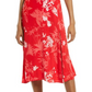 Vestido Chelsea28 com fenda floral em toile tropical chinoise vermelho, tamanho pequeno