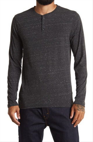 Blusa Henley mesclada Abound em cinza carvão branco Nep tamanho grande