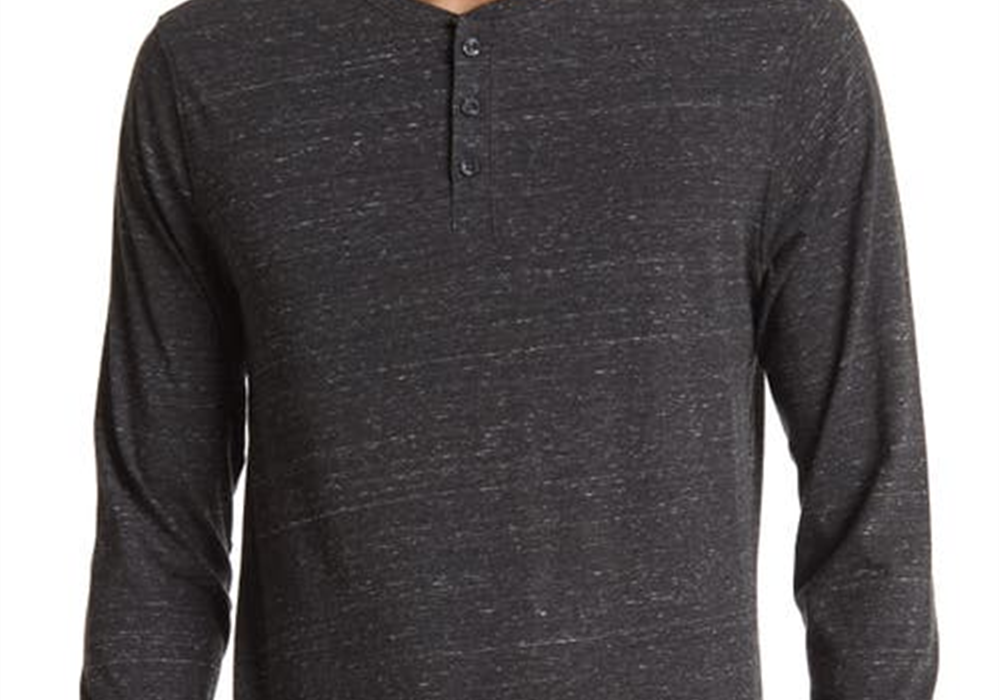 Blusa Henley mesclada Abound em cinza carvão branco Nep tamanho grande