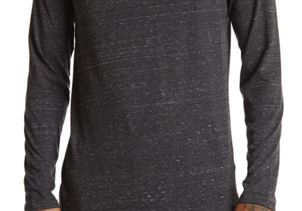 Blusa Henley mesclada Abound em cinza carvão branco Nep tamanho grande