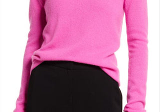 Suéter Nordstrom Cashmere Essential com decote em V, rosa, tamanho pequeno
