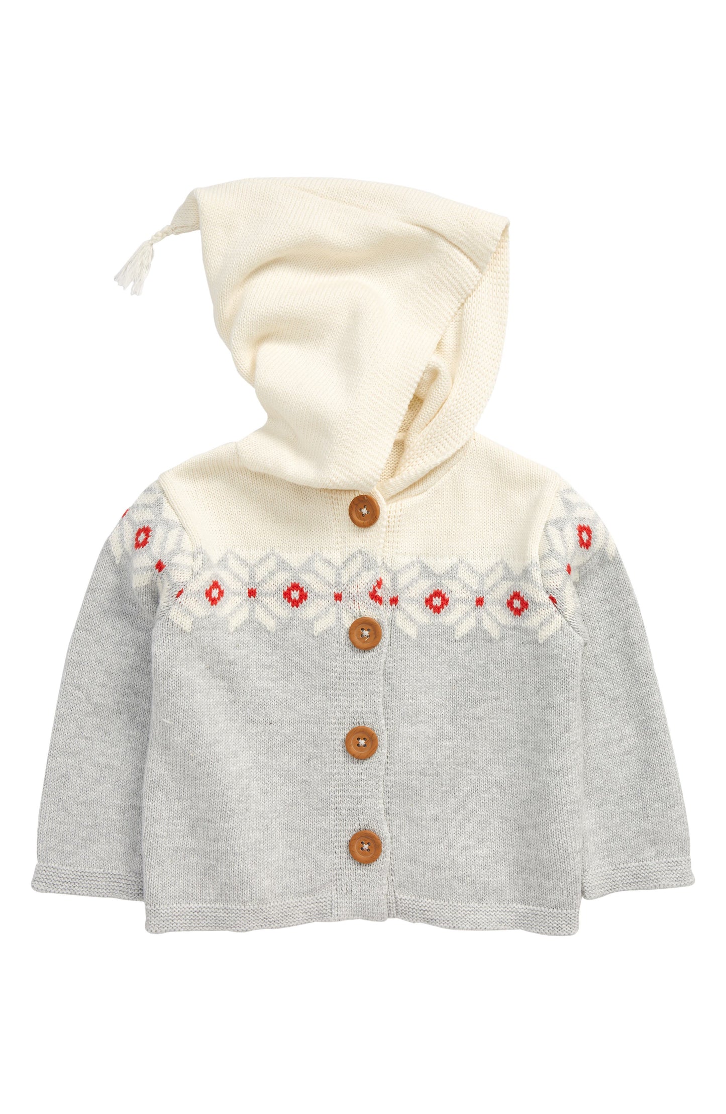 Cardigan com capuz e estampa mesclada cinza claro para bebês da Nordstrom, tamanho 9 meses