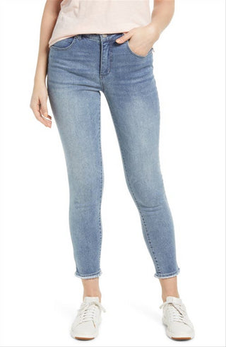 Calça jeans Caslon Sierra Raw Hem azul claro vintage tamanho 12