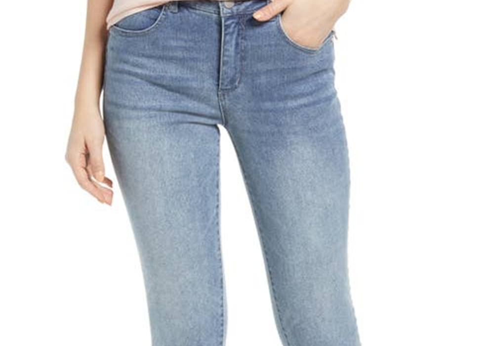 Calça jeans Caslon Sierra Raw Hem azul claro vintage tamanho 12