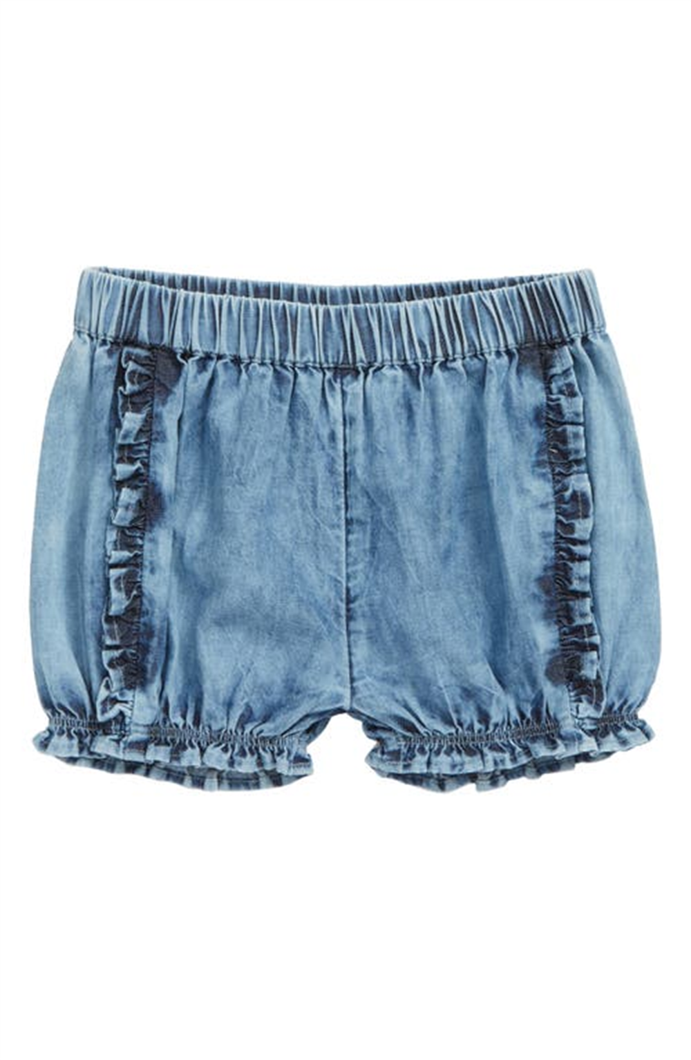 Shorts jeans Tucker + Tate com babados e lavagem azul-oceano, tamanho 9M