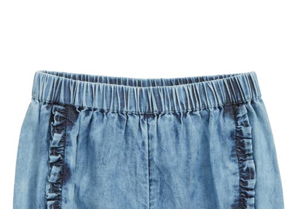 Shorts jeans Tucker + Tate com babados e lavagem azul-oceano, tamanho 9M