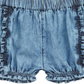 Shorts jeans Tucker + Tate com babados e lavagem azul-oceano, tamanho 9M