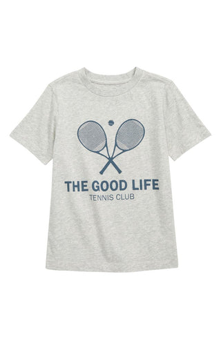 Camiseta infantil gráfica Nordstrom em cinza, tamanho 3, Tennis Club