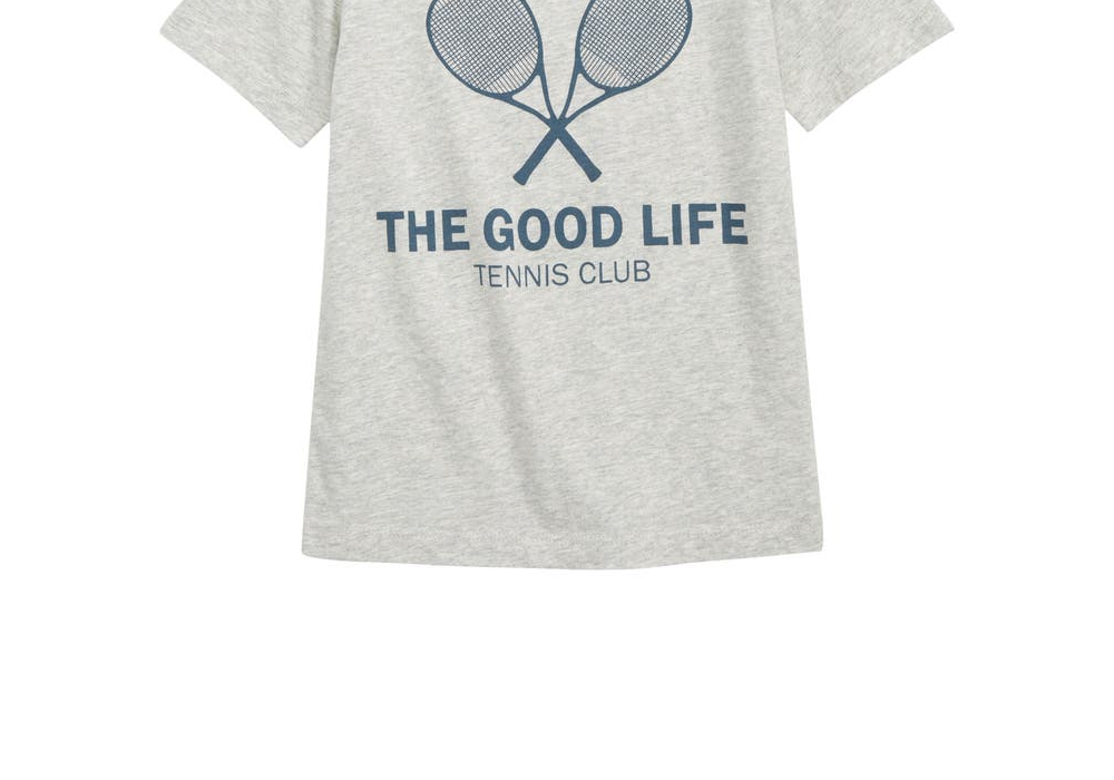 Camiseta infantil gráfica Nordstrom em cinza, tamanho 3, Tennis Club
