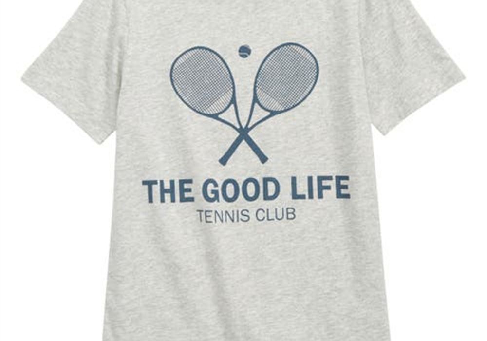 Camiseta infantil gráfica Nordstrom em cinza, tamanho 3, Tennis Club