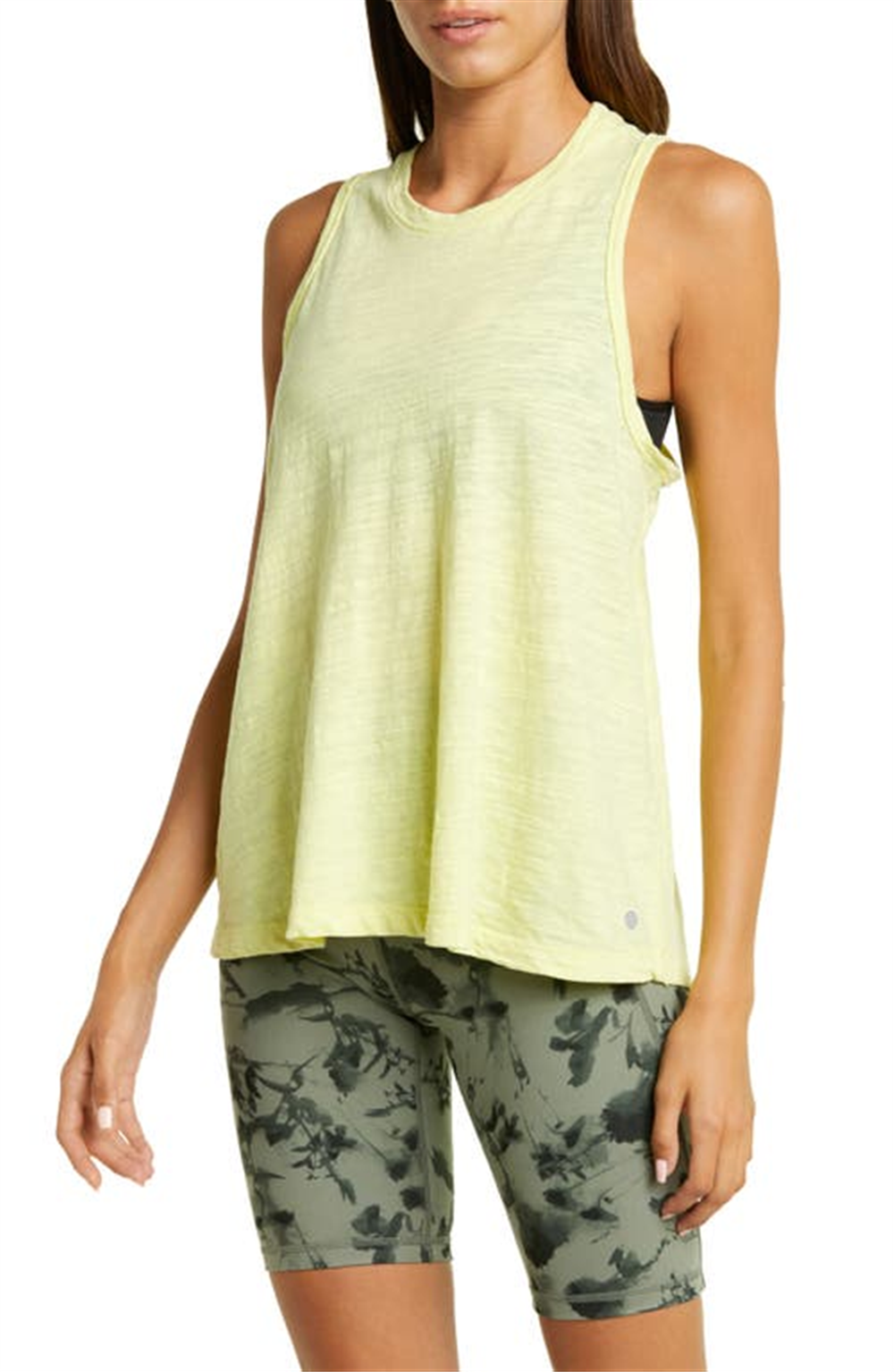 Blusa regata Zella com franzidos nas costas, cor amarela, tamanho grande