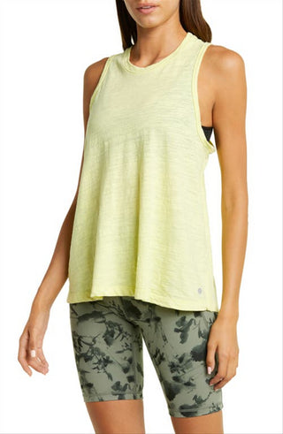 Blusa regata Zella com franzidos nas costas, cor amarela, tamanho grande