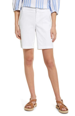 Shorts Caslon Feminino Branco de Sarja de Algodão Elástico de 9 Polegadas, Tamanho 14