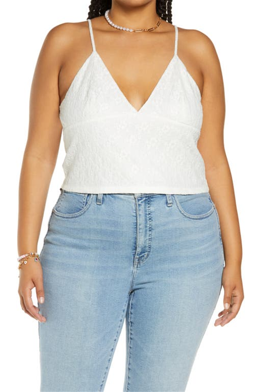 BP. Camisola feminina de renda texturizada marfim, tamanho 2X