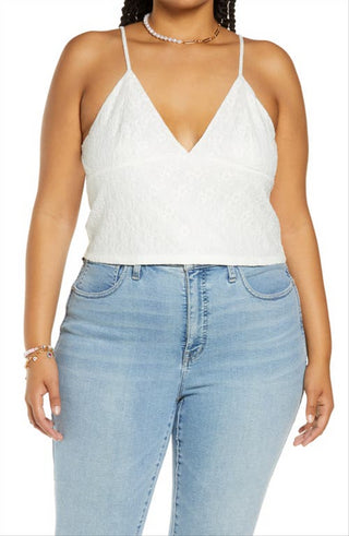 BP. Camisola feminina de renda texturizada marfim, tamanho 2X