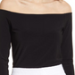 Blusa grande de malha halógena preta com ombros descobertos da Halogen