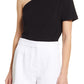 Halogen(R) Halogen Knit Top de um ombro só em preto, tamanho grande